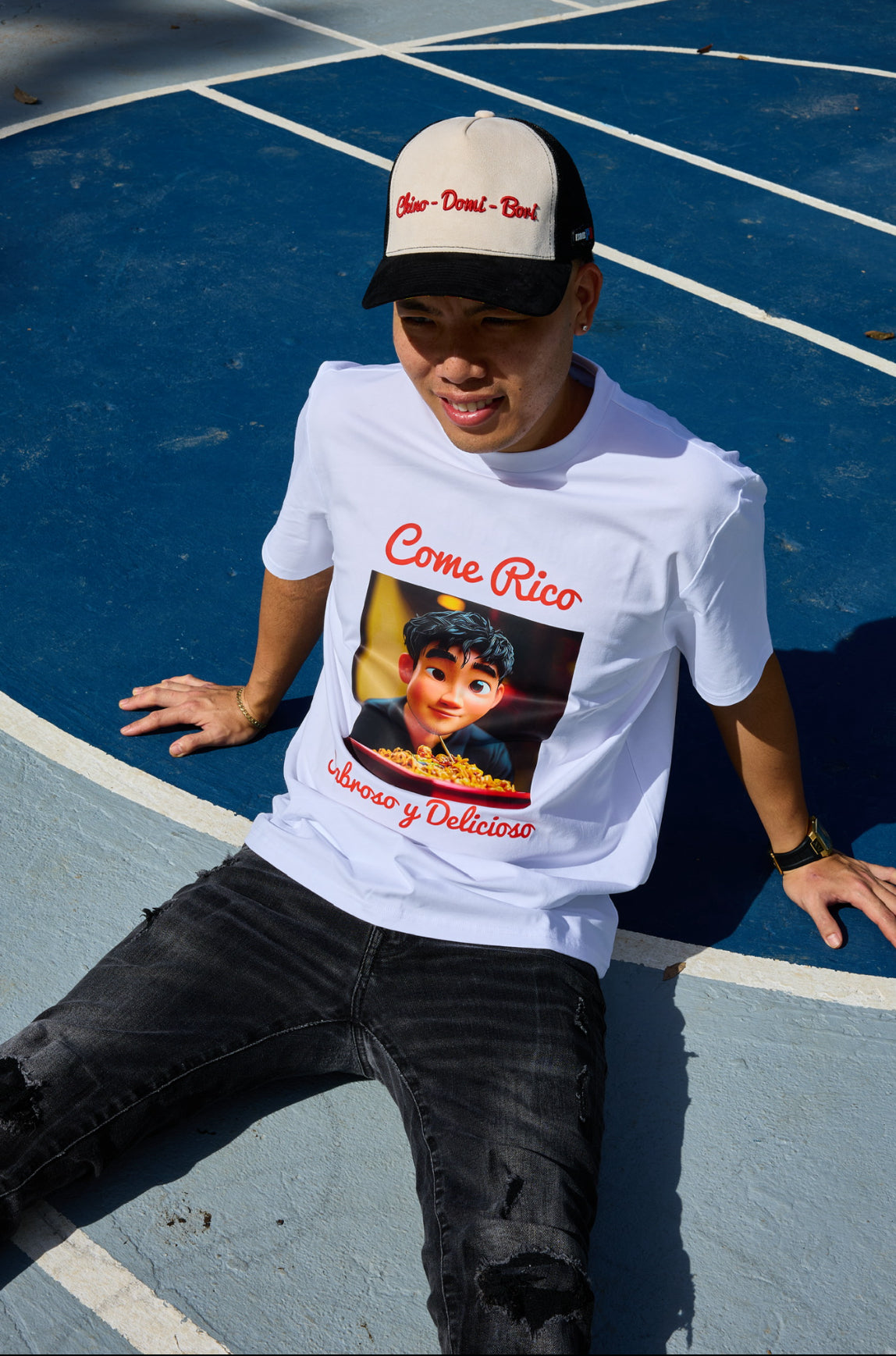 B - White T SHIRT COME, RICO,SABROSO Y DELICIOSO