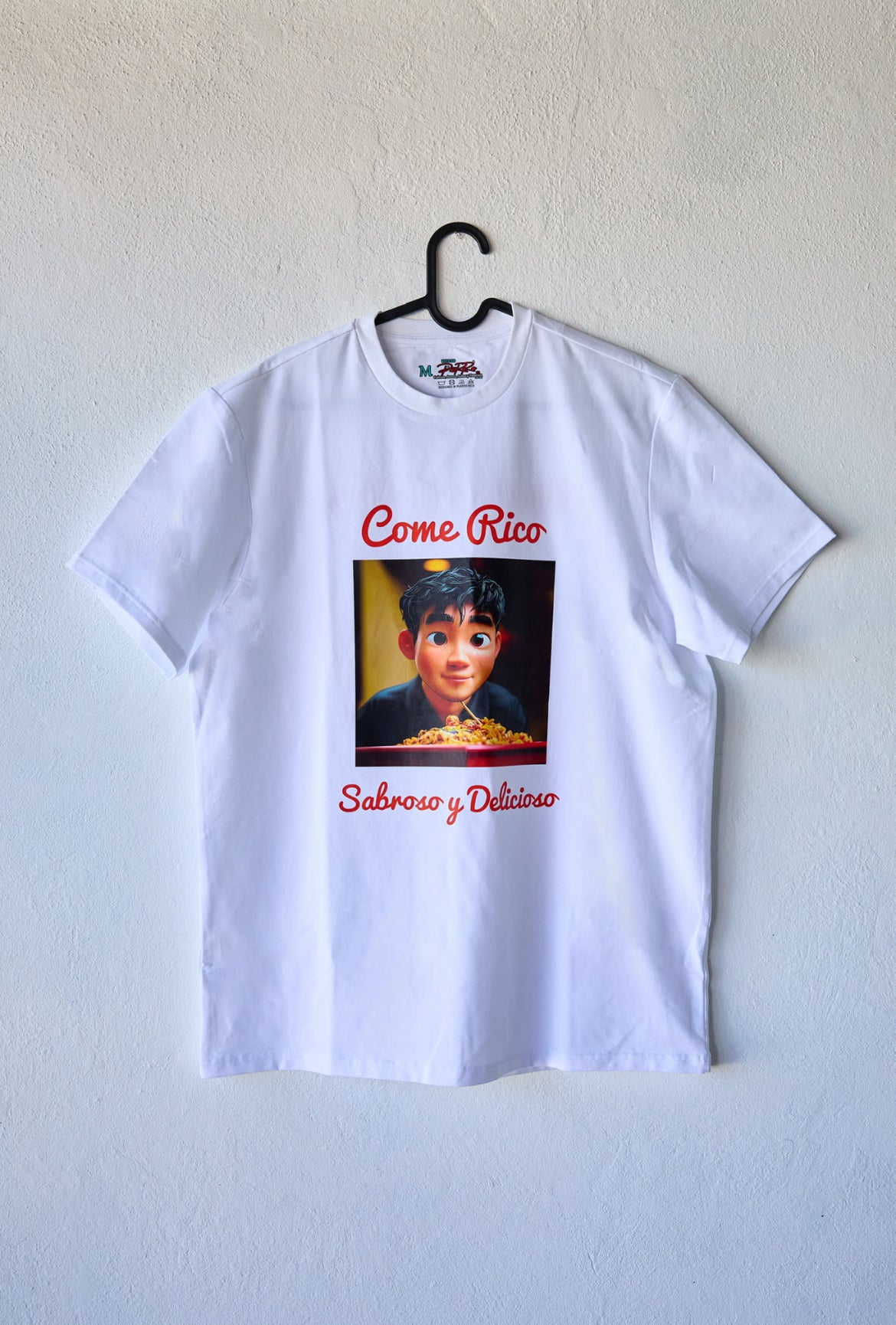 B - White T SHIRT COME, RICO,SABROSO Y DELICIOSO